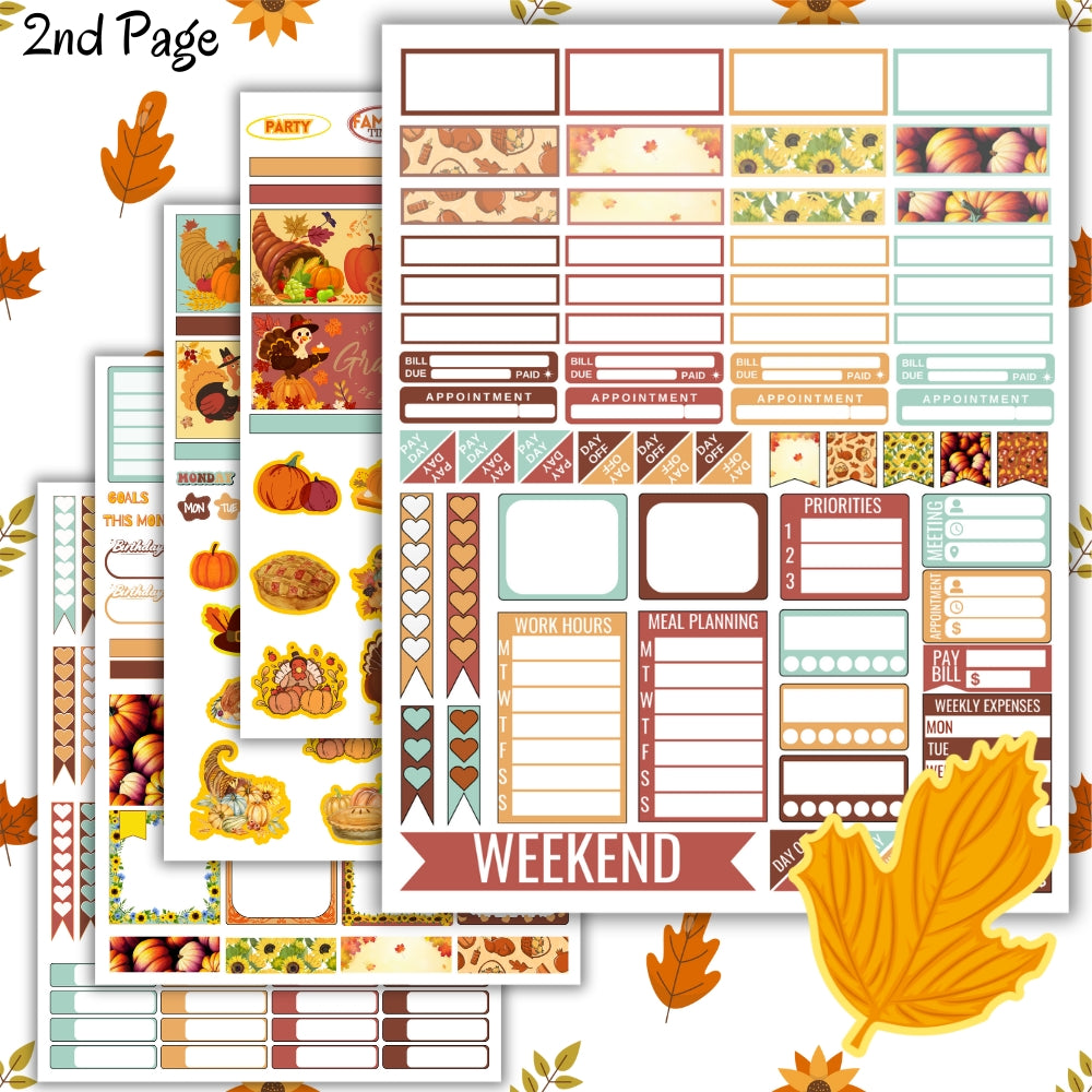 PLR Thanksgiving Planner Stickers