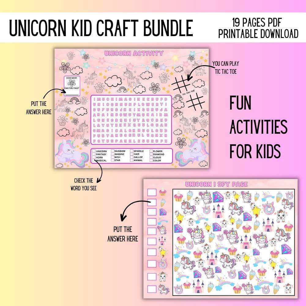 PLR Unicorn Kids Craft Bundle