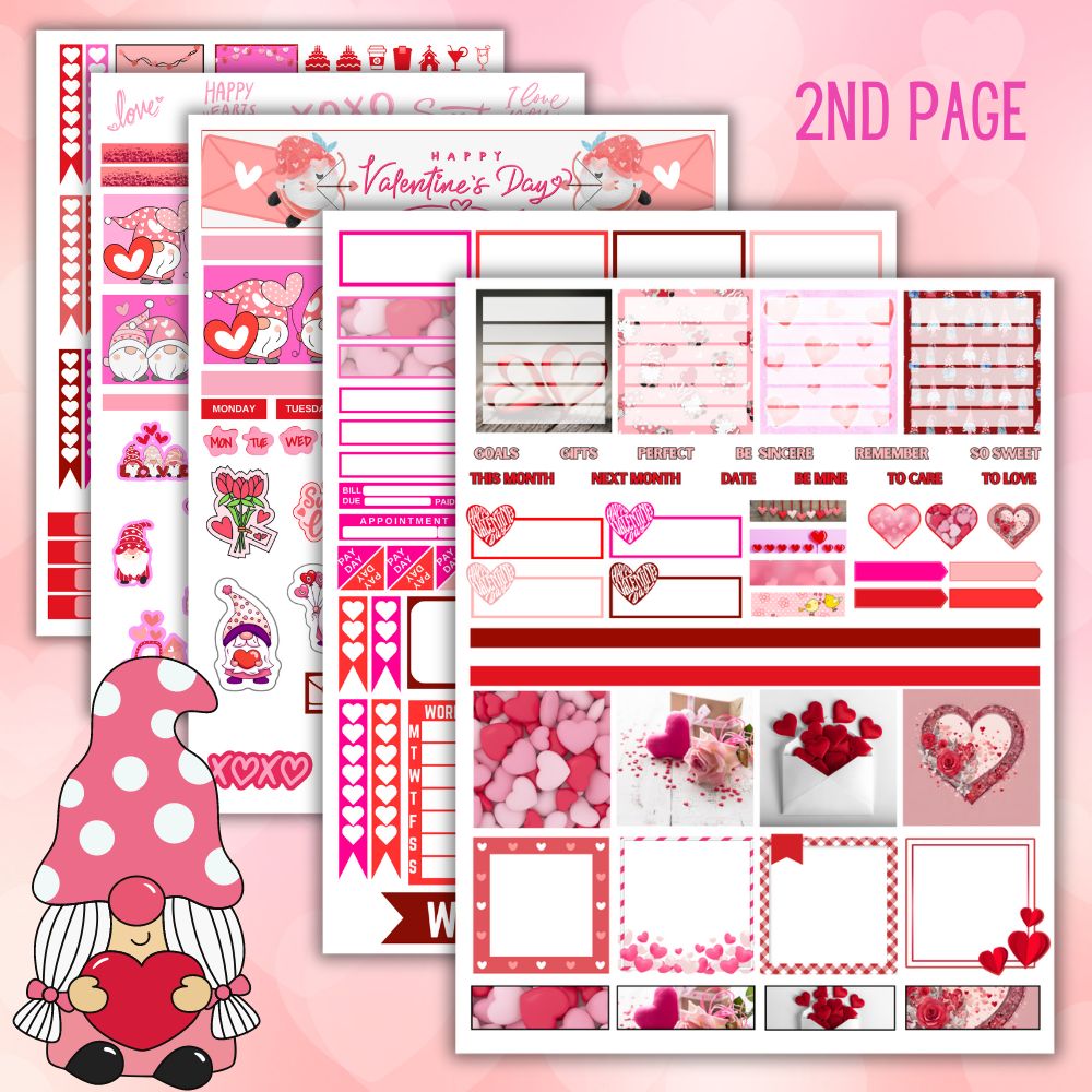 PLR Gnome Valentine Planner Stickers