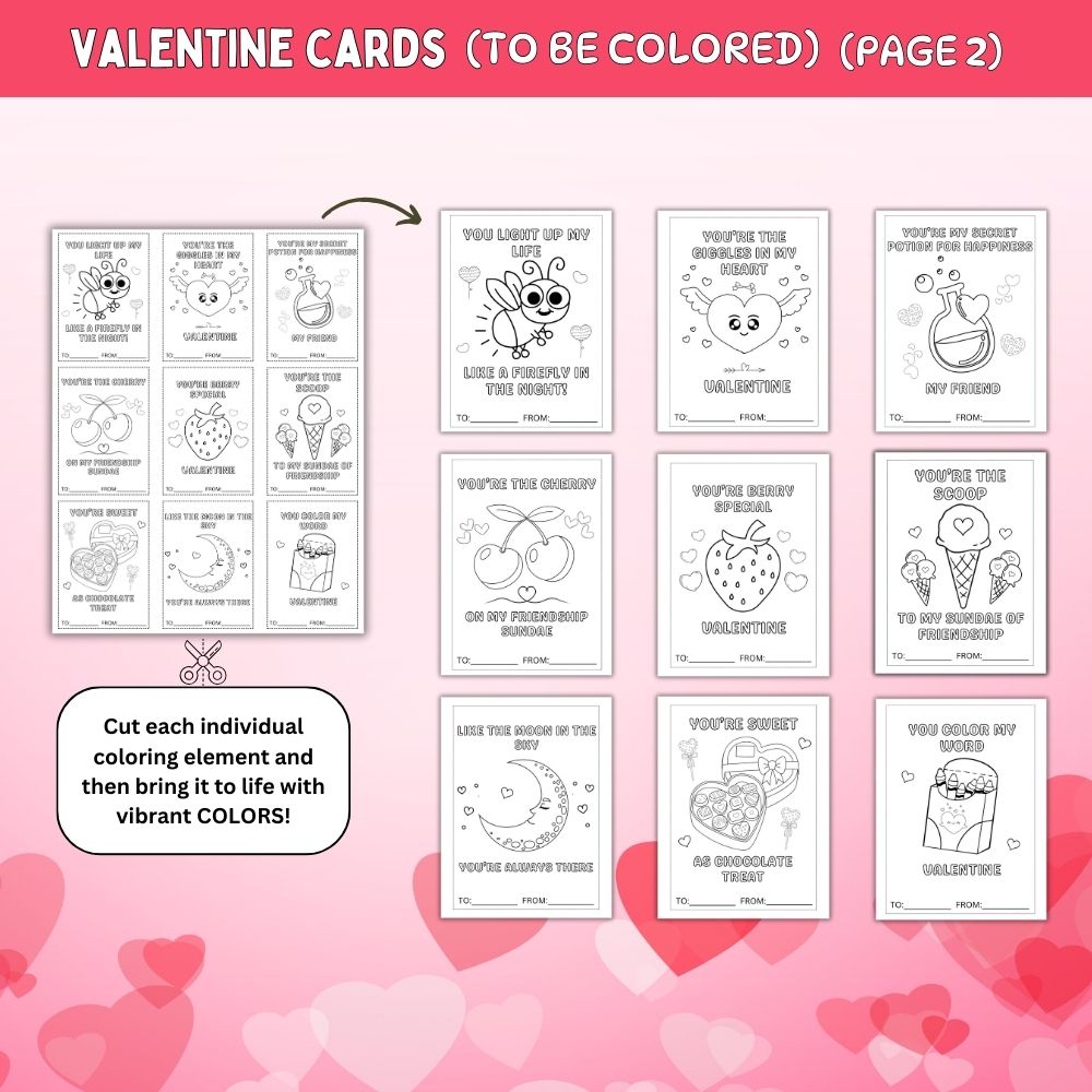 PLR Valentine Cards to be Colored