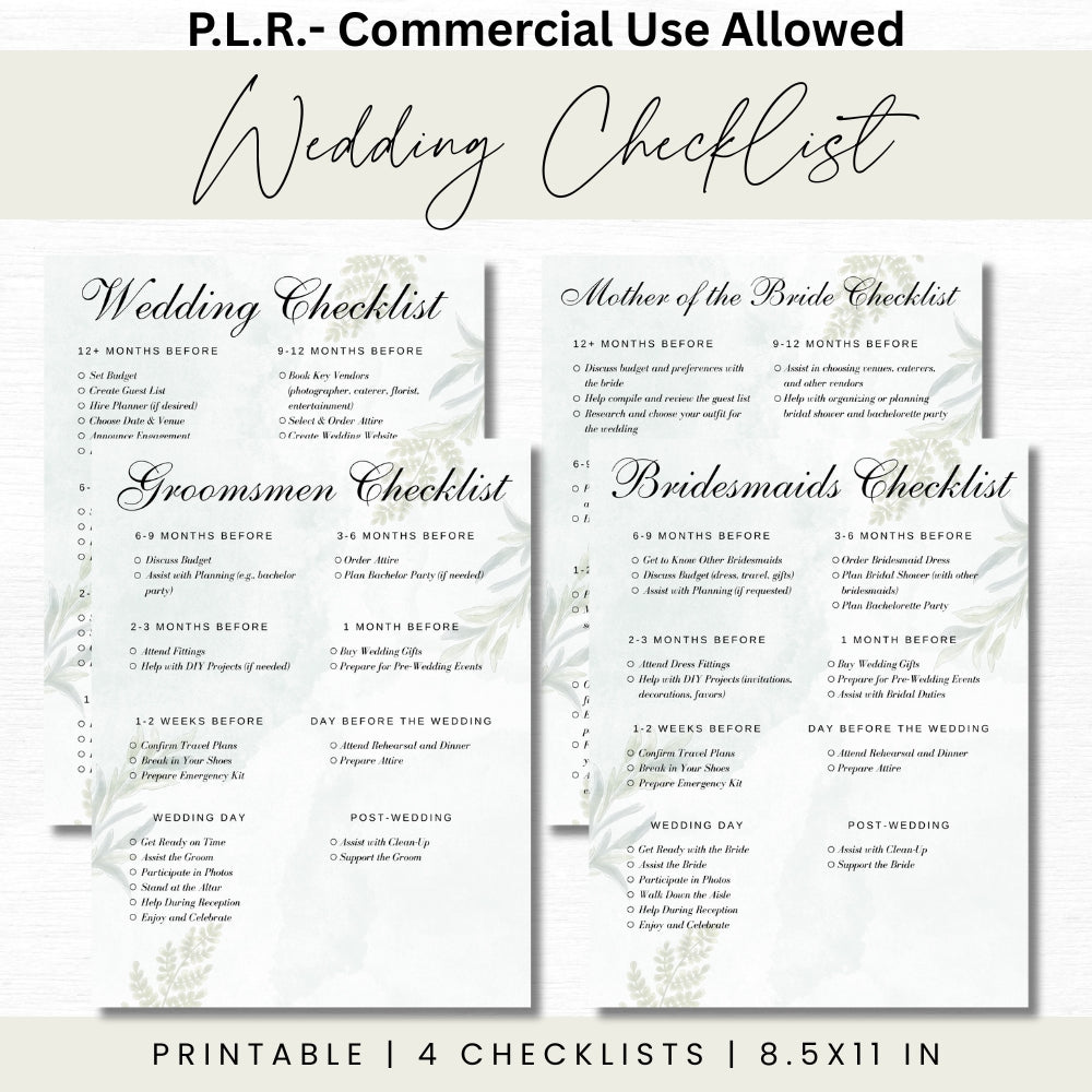 PLR Wedding Checklist