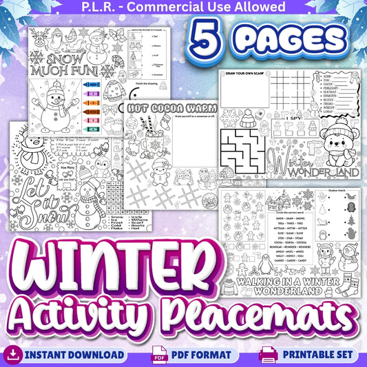 PLR Printable Winter Activity Placemats