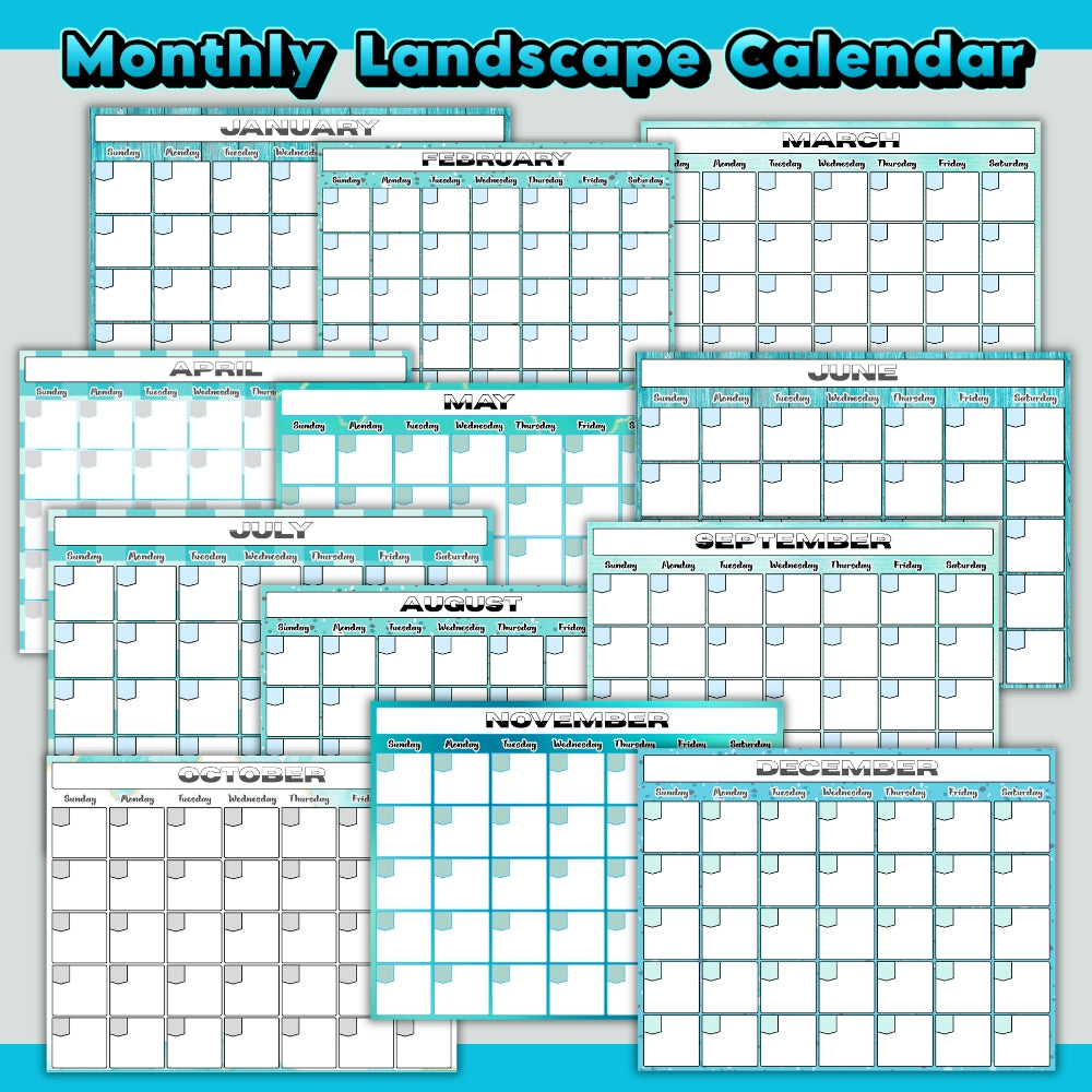 PLR Printable Kitchen Organization Pages Black/Turquoise
