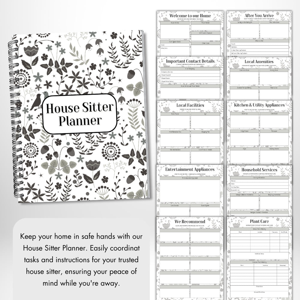 PLR Black and White House Sitter Planner