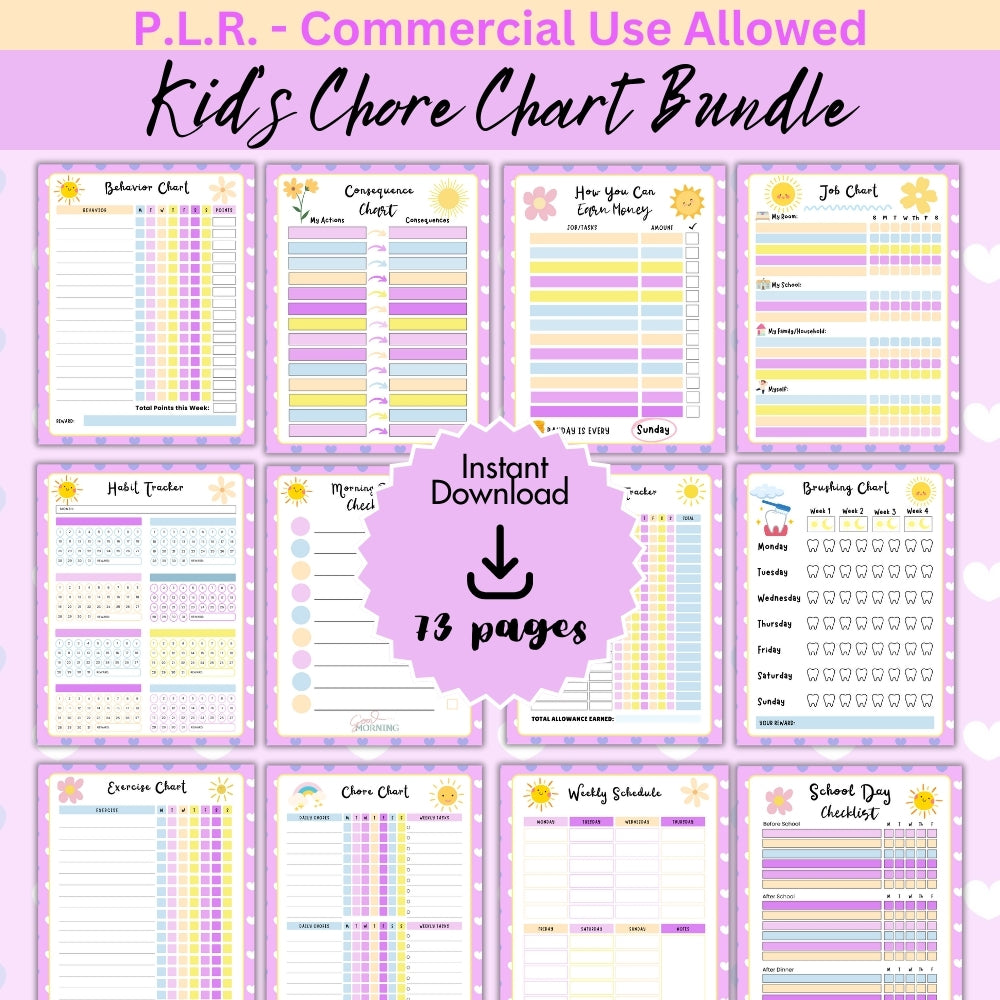 PLR Purple Kids Chore Chart