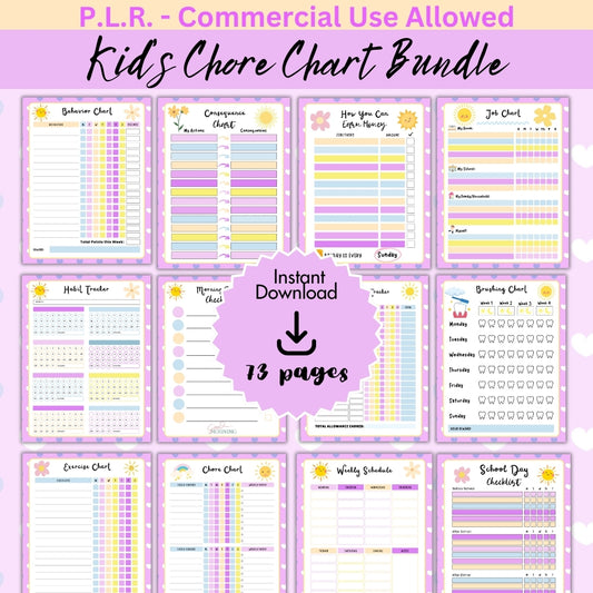 PLR Purple Kids Chore Chart