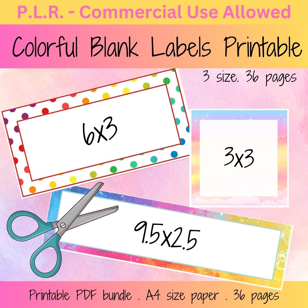 PLR Rainbow Colored Labels
