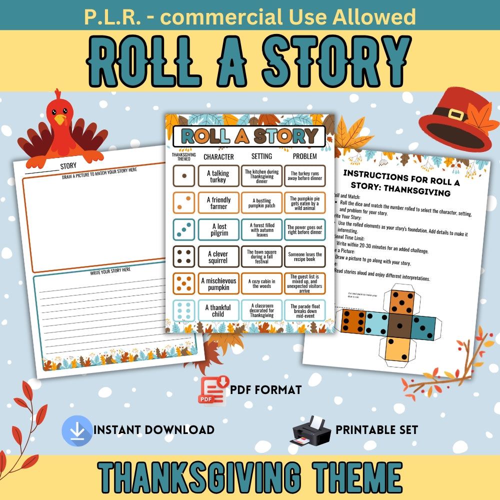 PLR Roll a Story Thanksgiving Theme