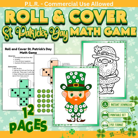 PLR Roll and Cover St. Patrick's Day Math Game