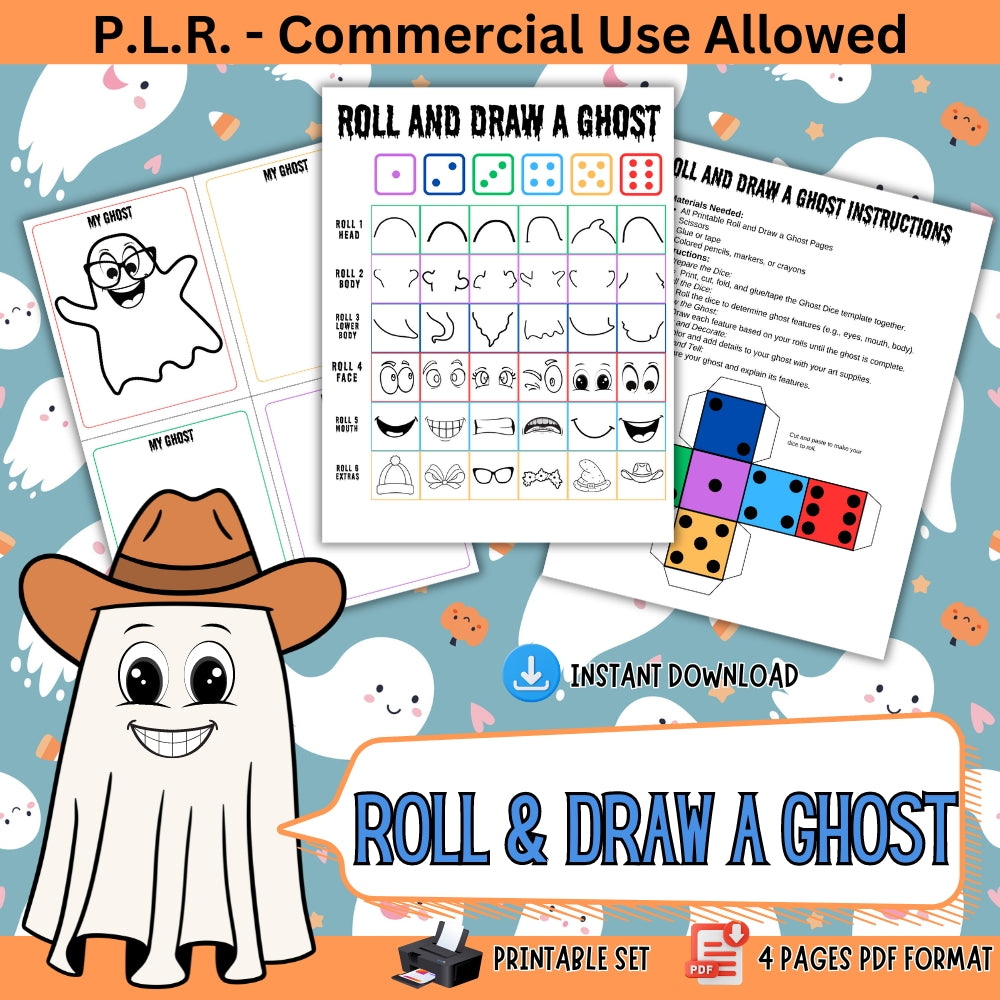 Spring Roll Ghost PLR Roll and Draw a Ghost – plr-printables-store