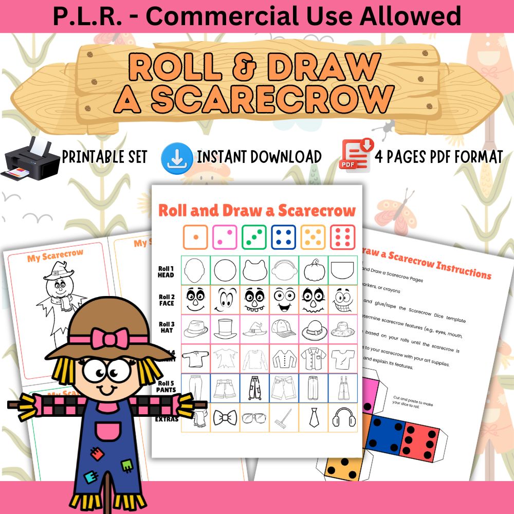 PLR Roll and Draw a Scarecrow