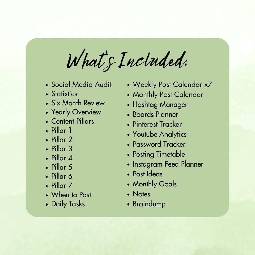 PLR Green Social Media Planner