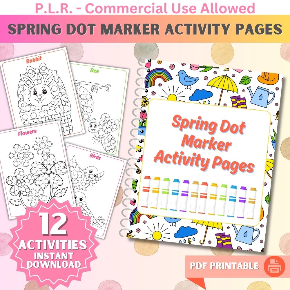 PLR Spring Dot Marker Activity Pages plrprintablesstore
