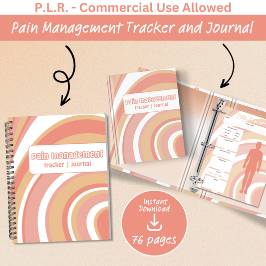 PLR Striped Pain Management Tracker Journal