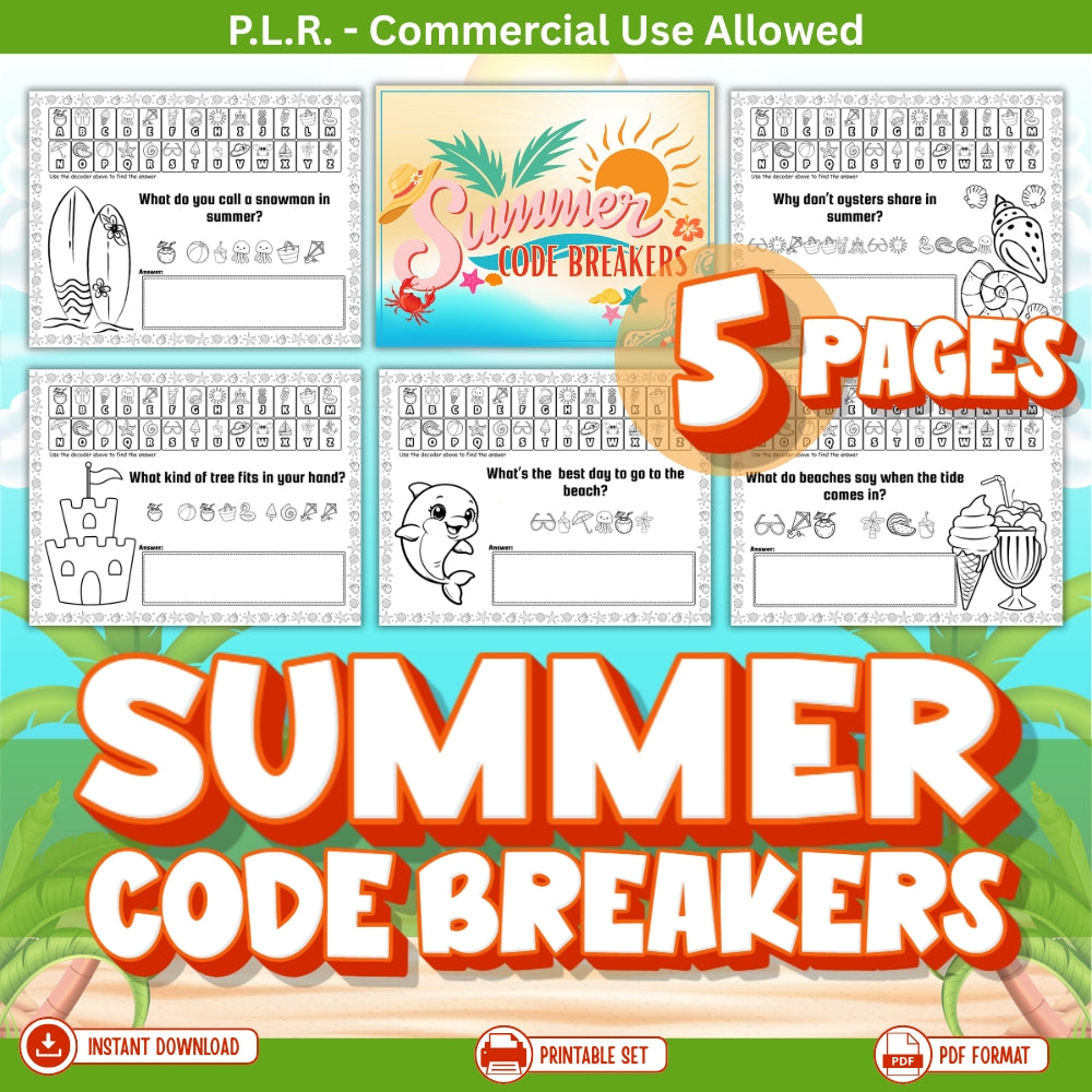 Printable Reverse Coding Page PLR Printable Summer Code Breakers – plr-printables-store