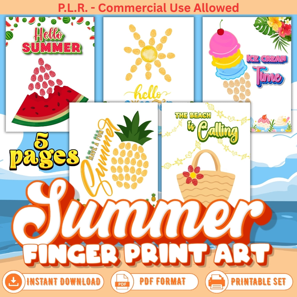 PLR Printable Summer Fingerprint Art