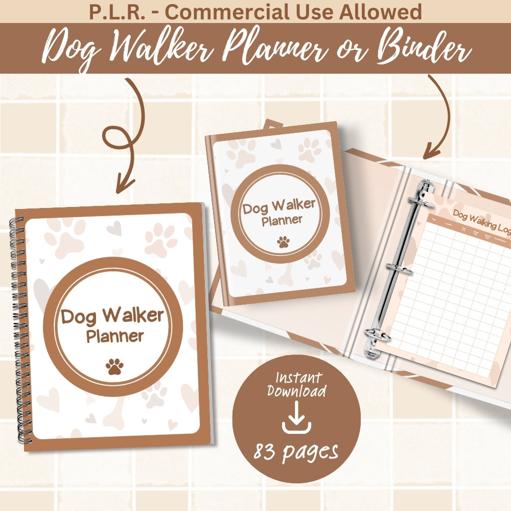 PLR Tan Dog Walker Planner