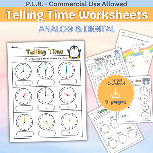 PLR Telling Time Worksheets