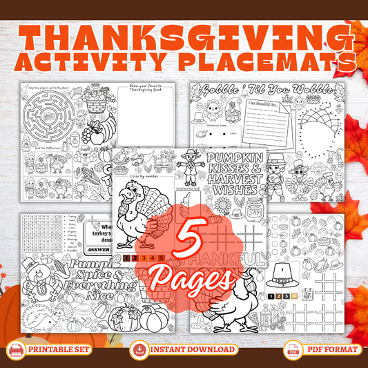 PLR Thanksgiving Activity Placemats