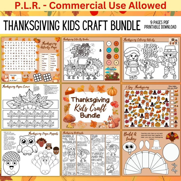 PLR Thanksgiving Kid Craft Bundle – plr-printables-store