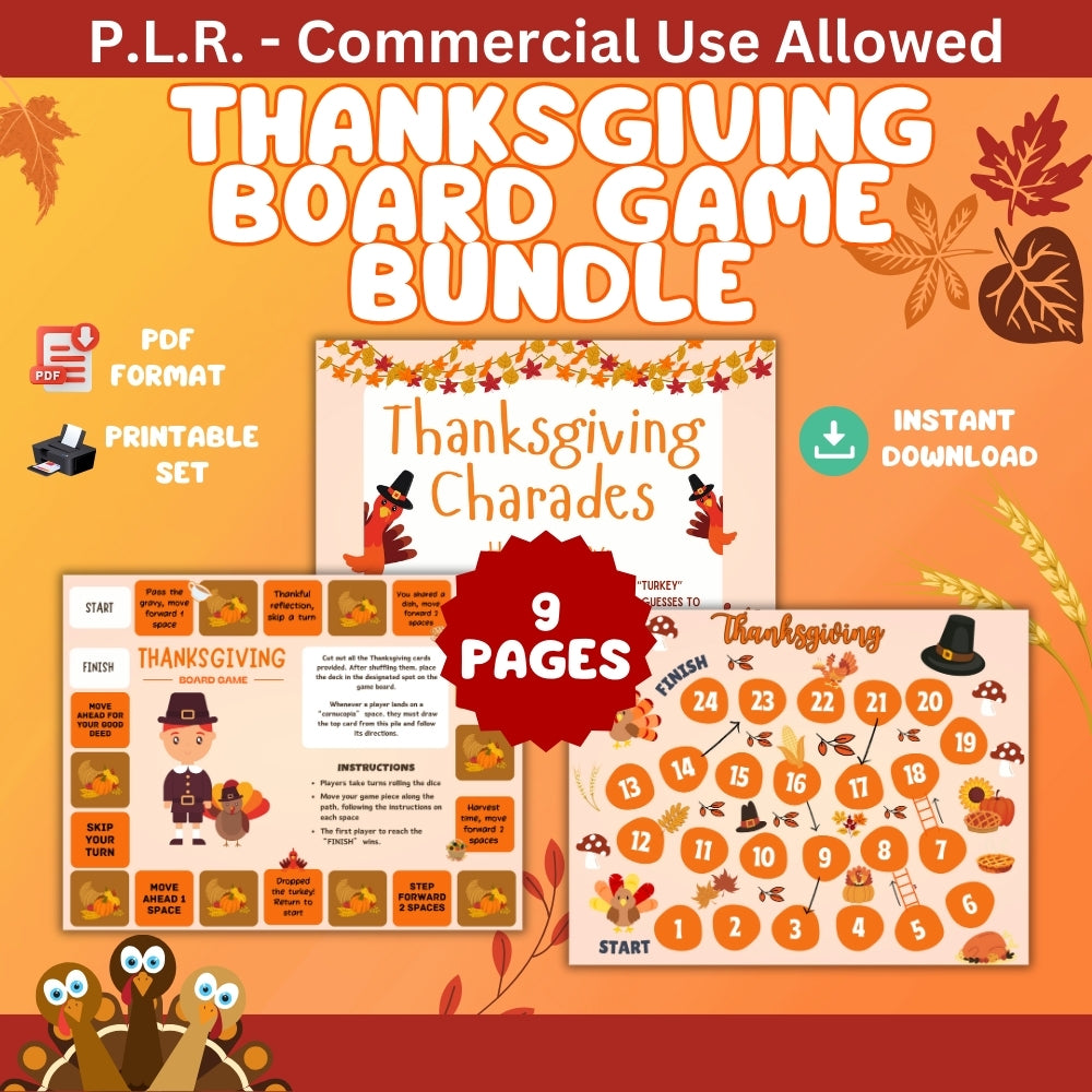 PLR Thanksgiving Printable Board Game