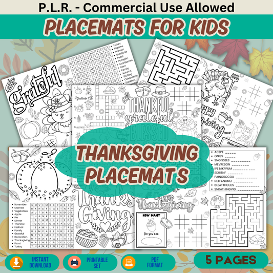 PLR Thanksgiving Placemats