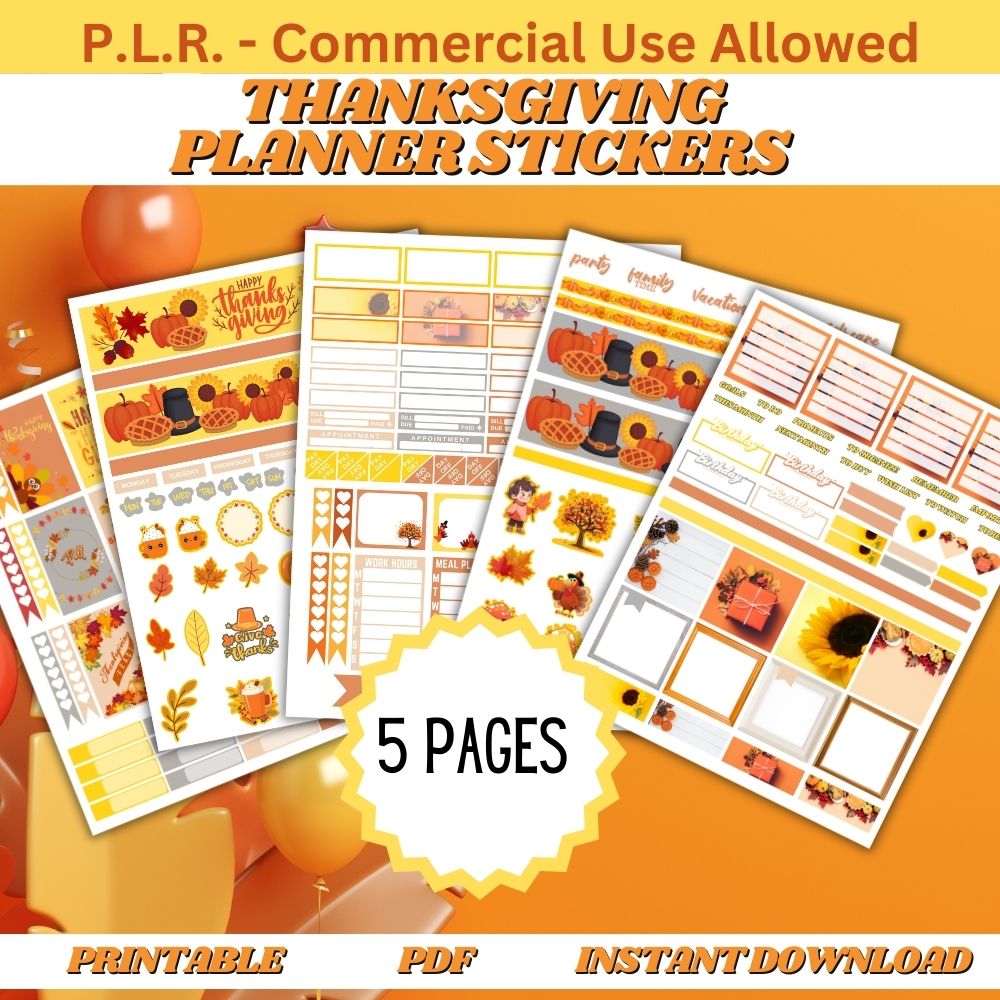 PLR Thanksgiving Planner Stickers