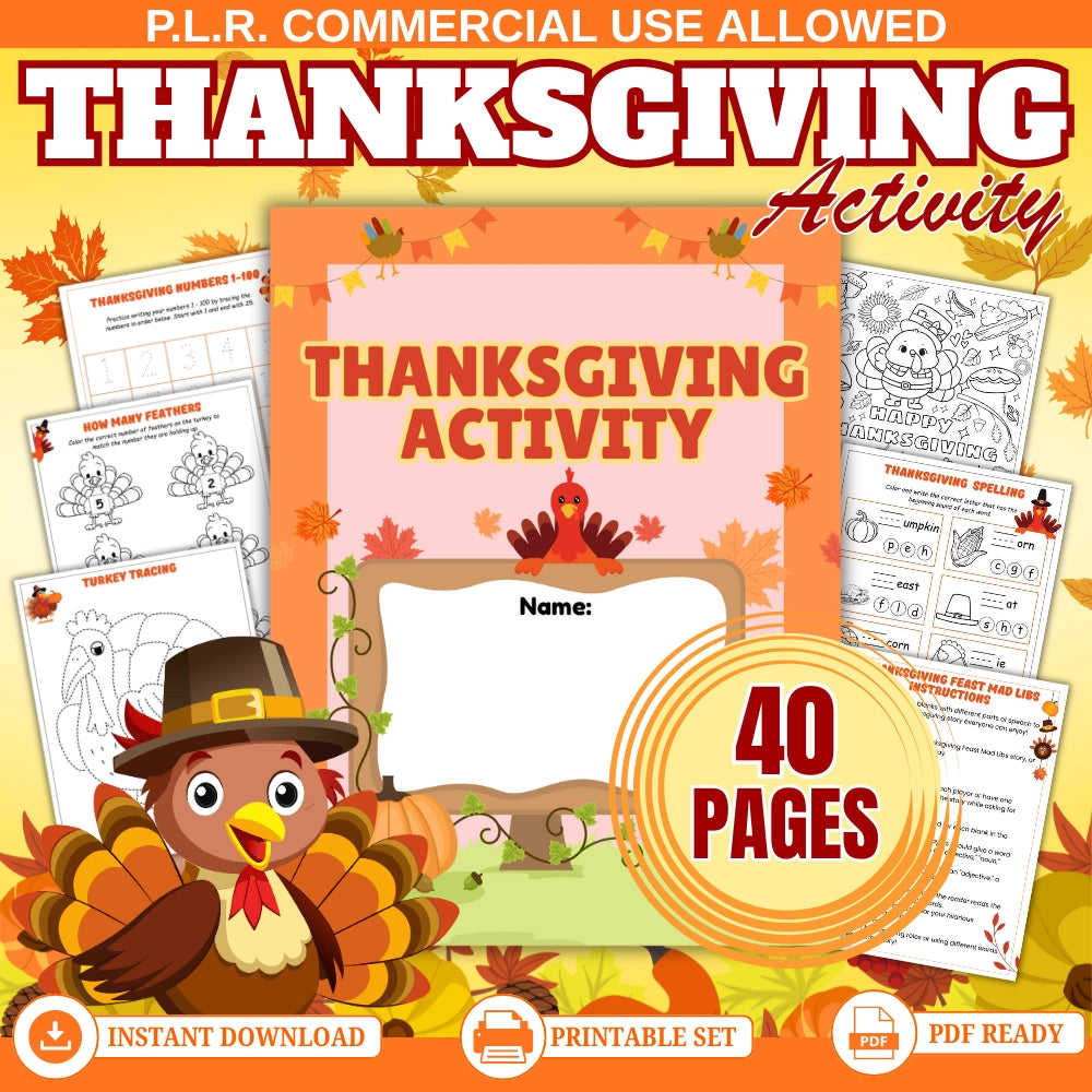 PLR Thanksgiving Themed Activity Pack