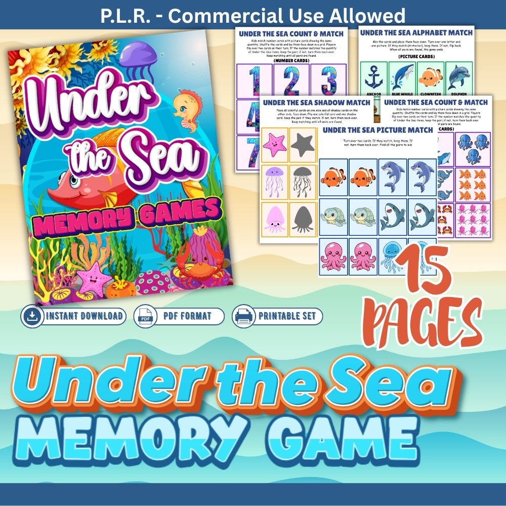 PLR Printable Under the Sea Memory Games