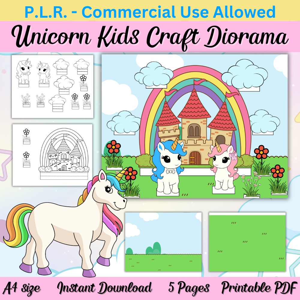 PLR Unicorn Kids Craft Diorama