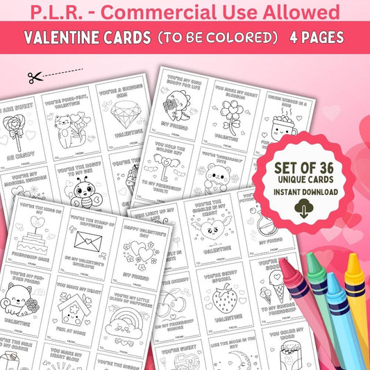PLR Valentine Cards to be Colored
