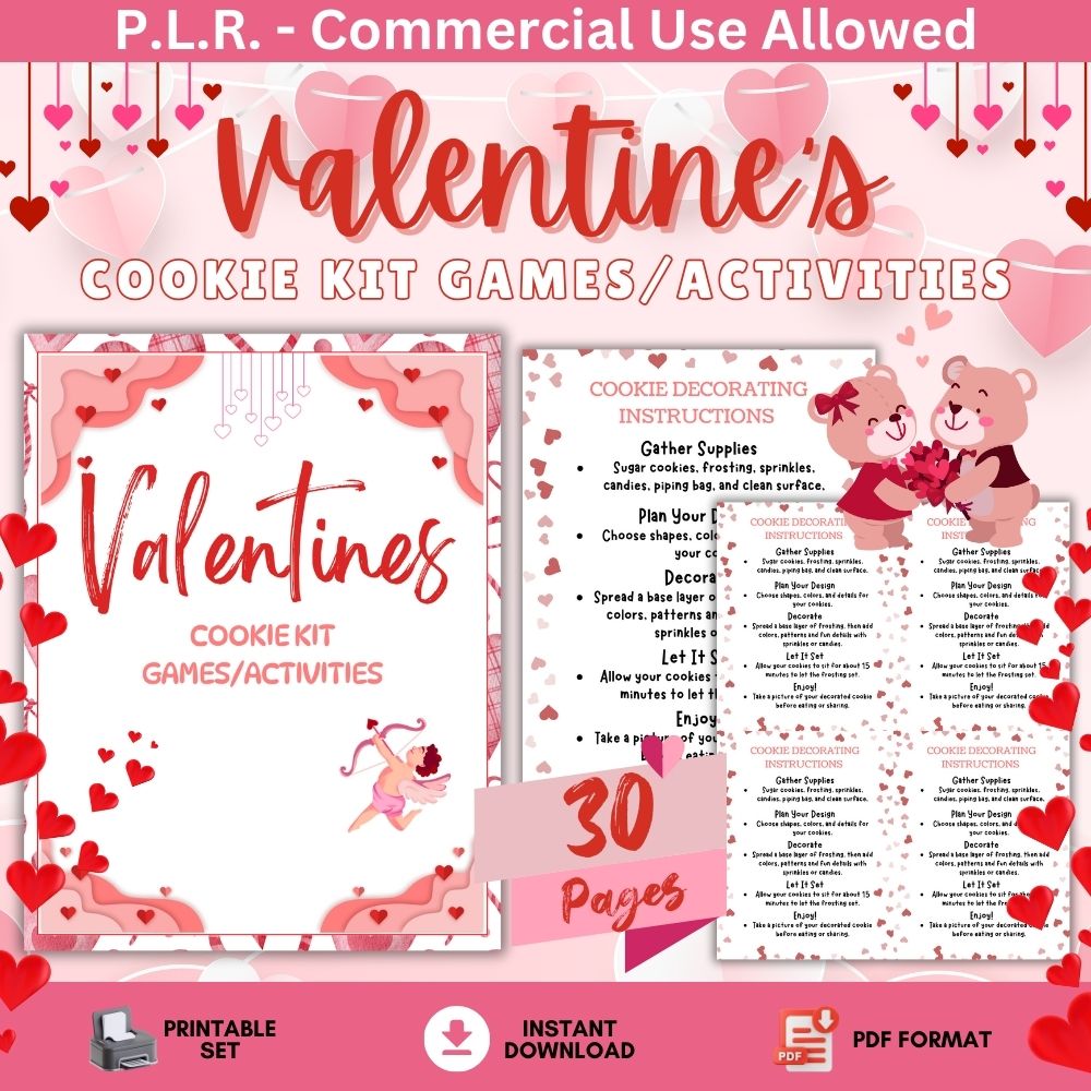 PLR Valentine Cookie Kit Printable Bundle