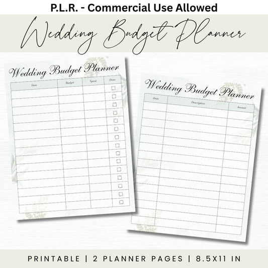 PLR Wedding Budget Planner