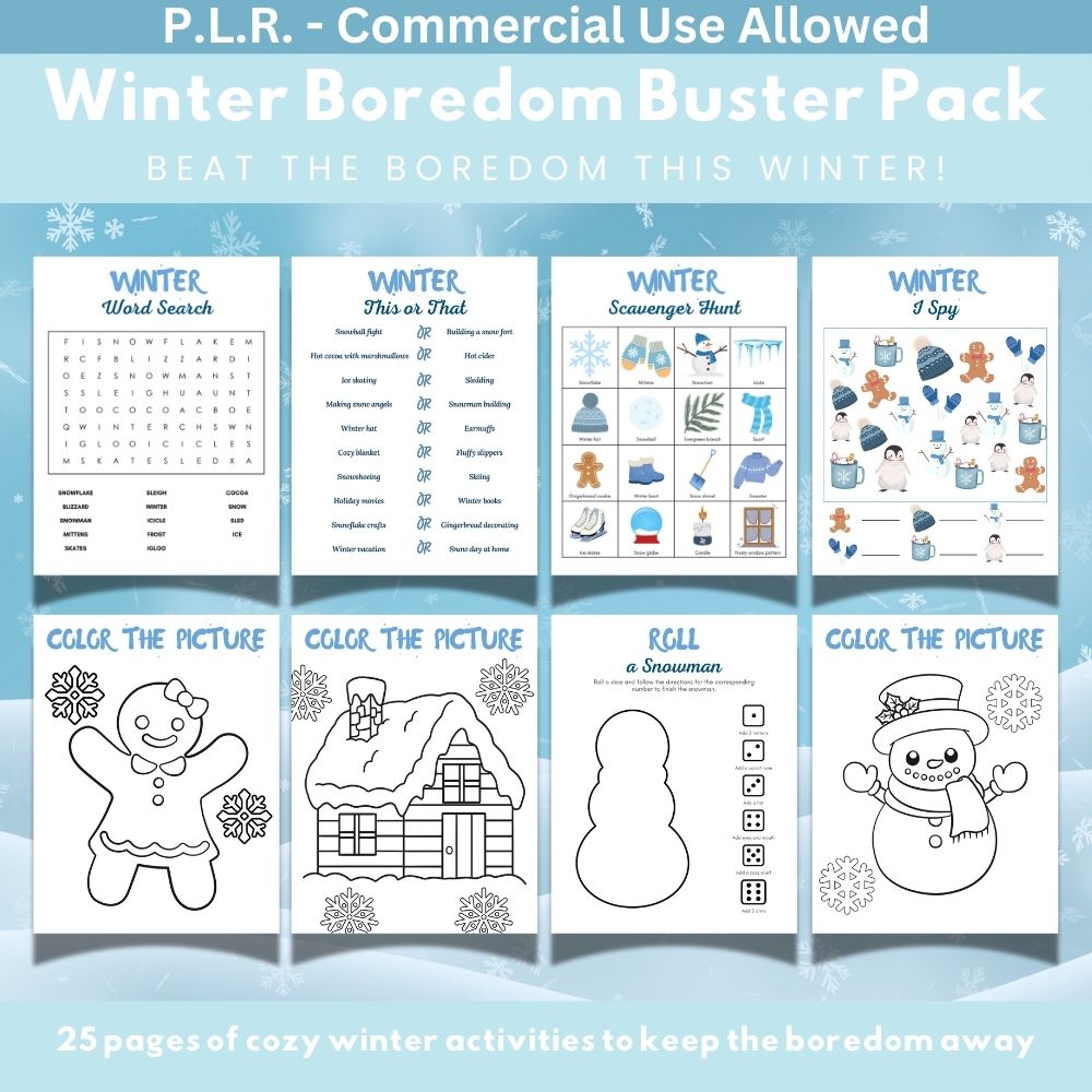 PLR Printable Winter Boredom Buster Pack