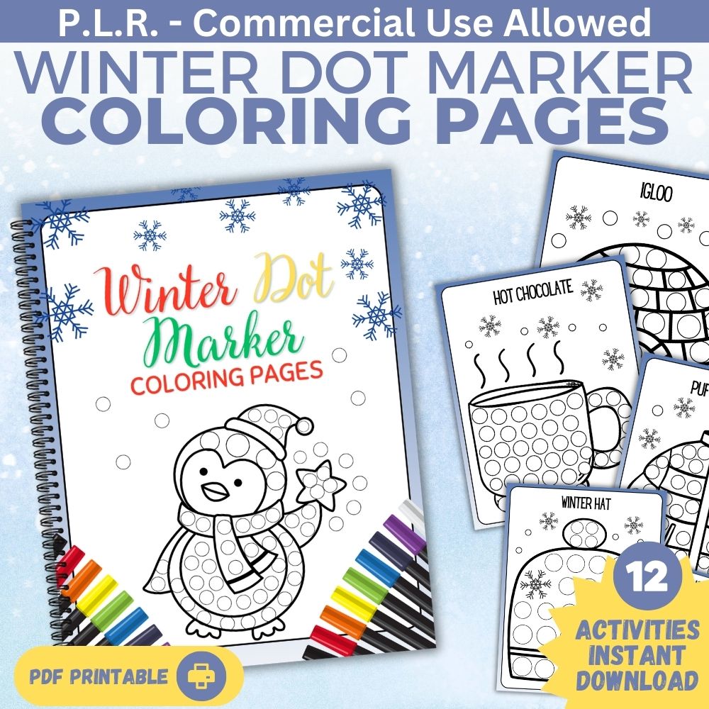 PLR Winter Dot Marker Coloring Pages