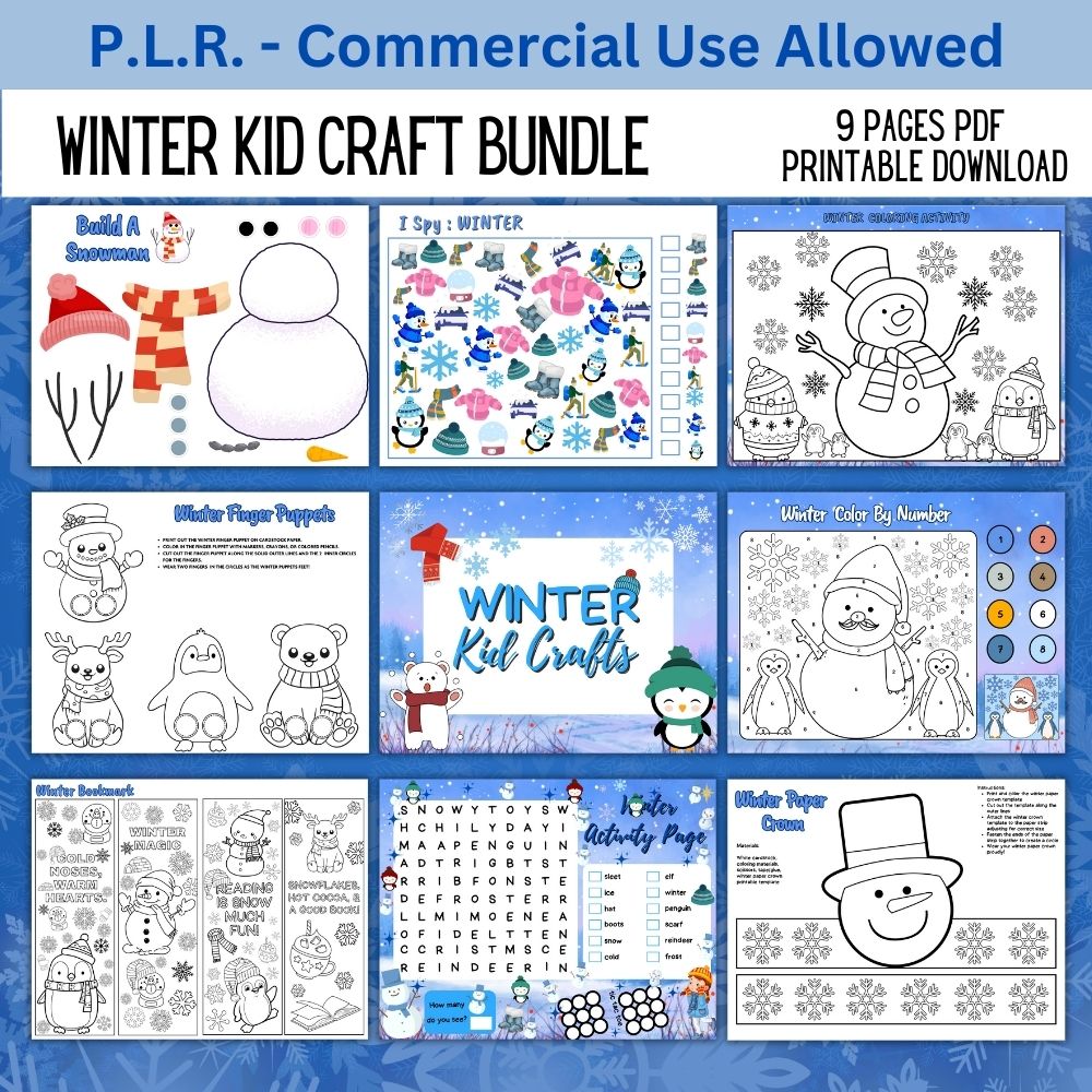 PLR Winter Kid Craft Bundle Plr Printables Store