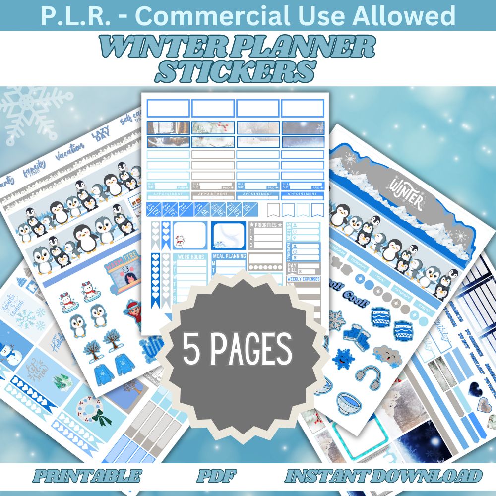 PLR Winter Planner Stickers