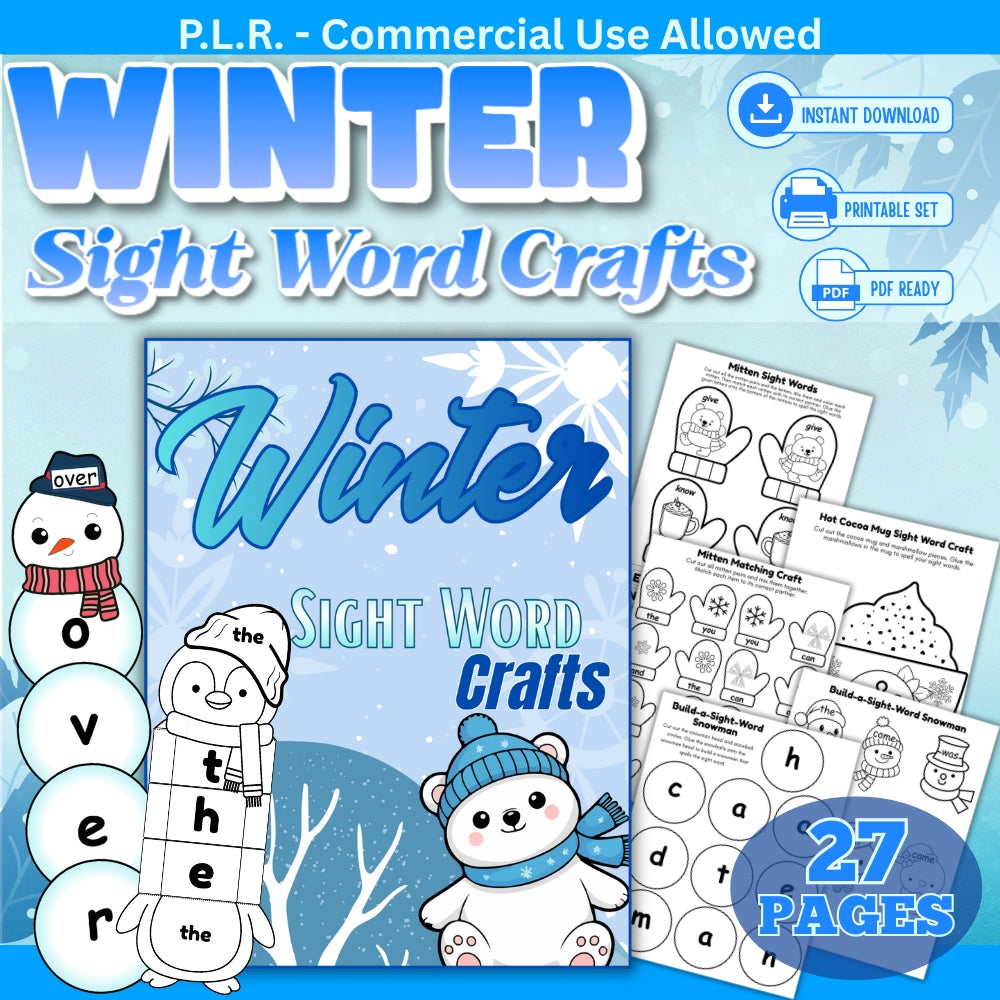 PLR Winter Sight Word Crafts