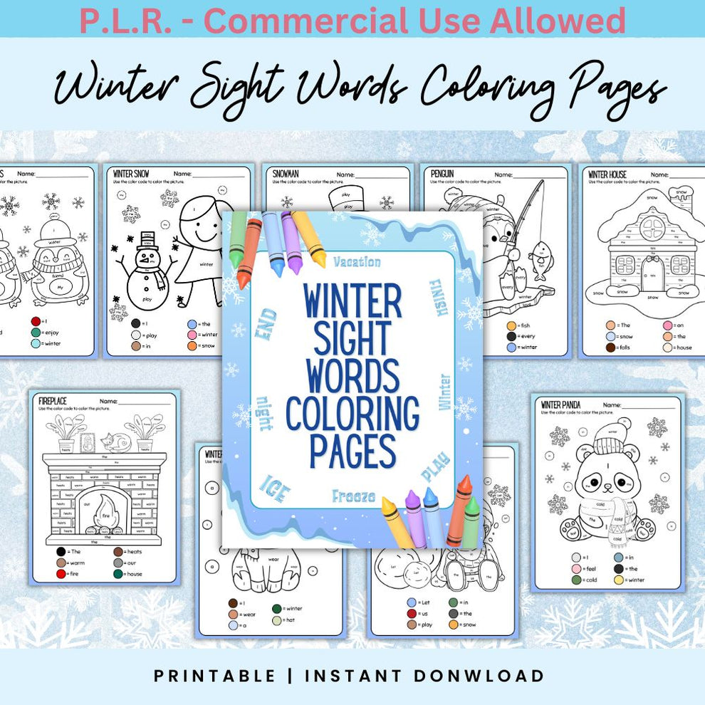 PLR Winter Sight Words Coloring Pages – plr-printables-store