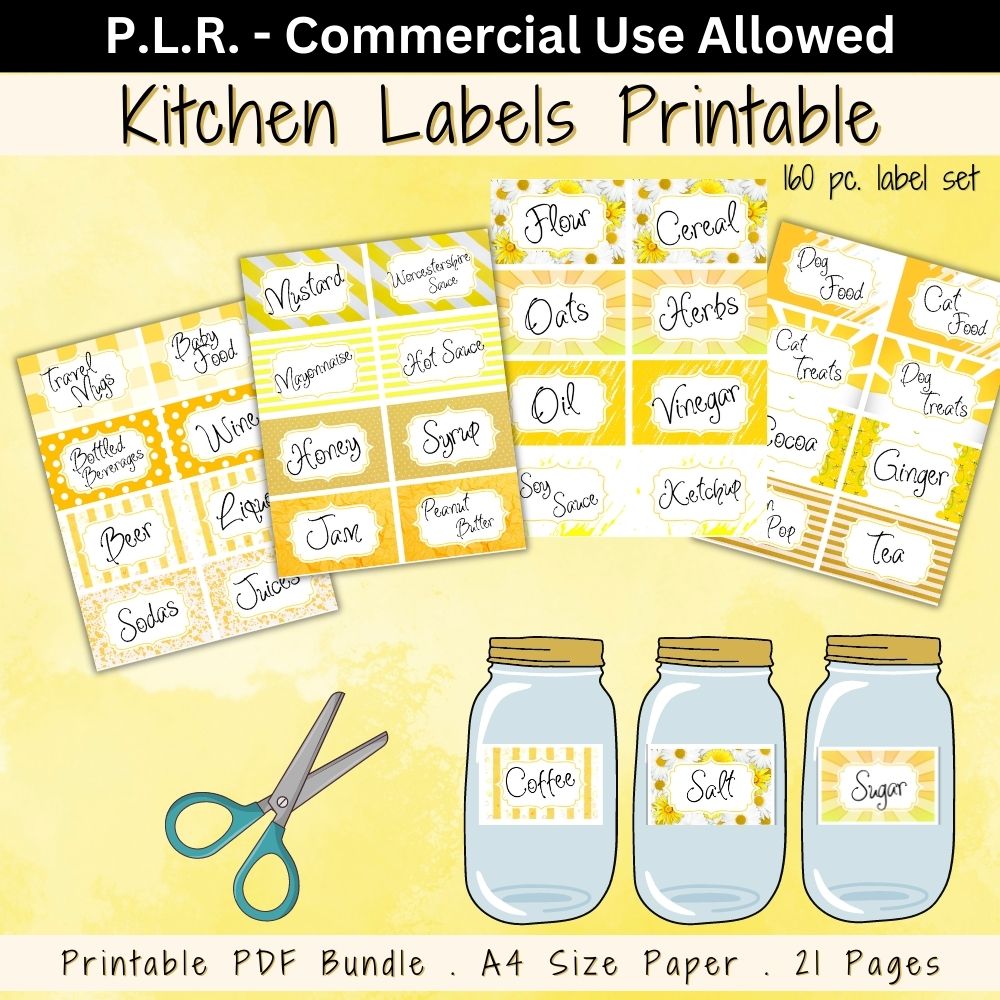 PLR Yellow Kitchen Labels