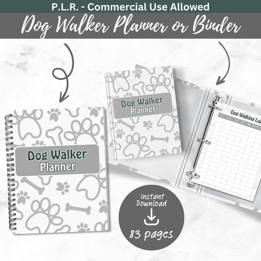 PLR Gray Dog Walker Planner