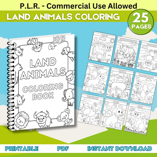 PLR Land Animals Coloring Book