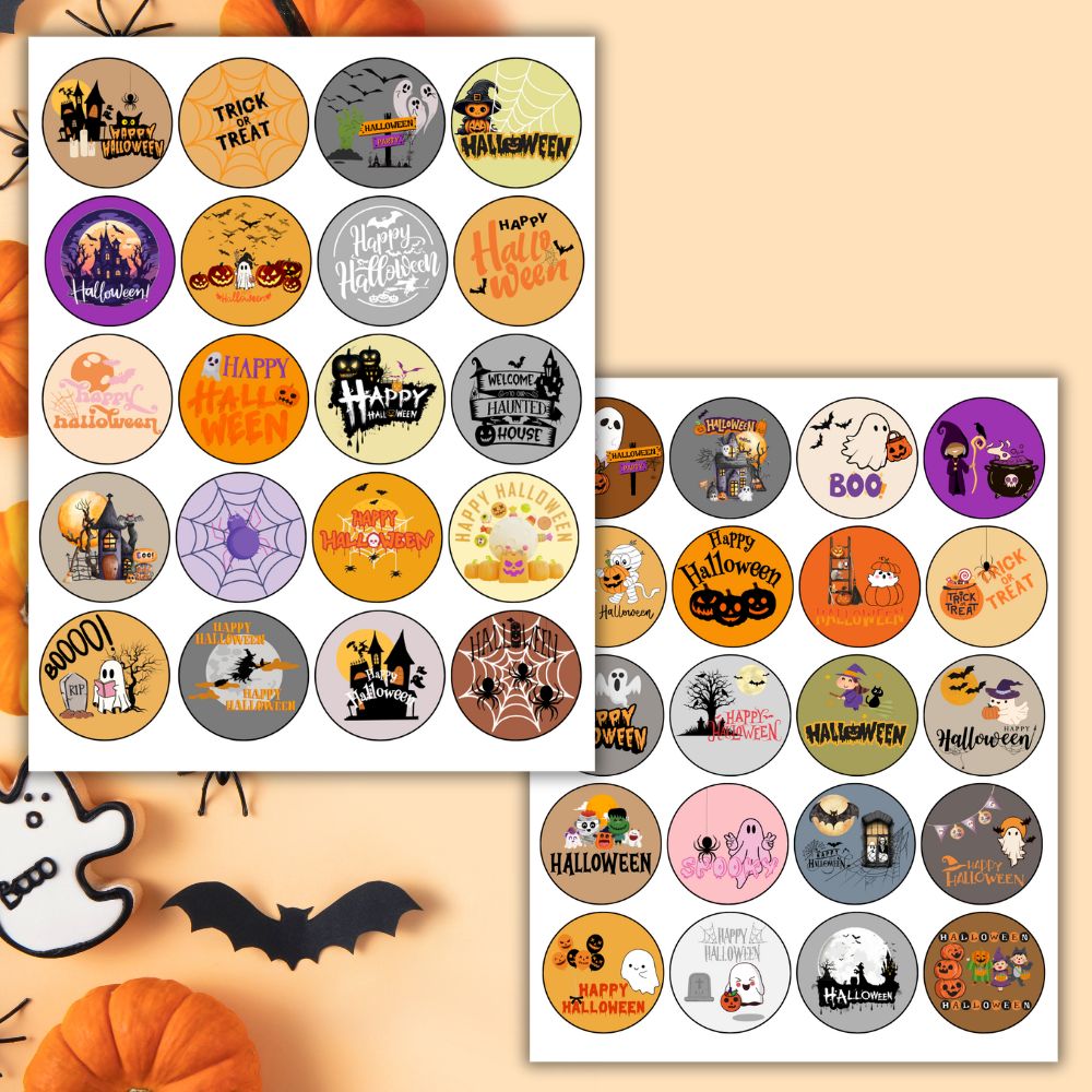 PLR 2 Inch Round Halloween Stickers