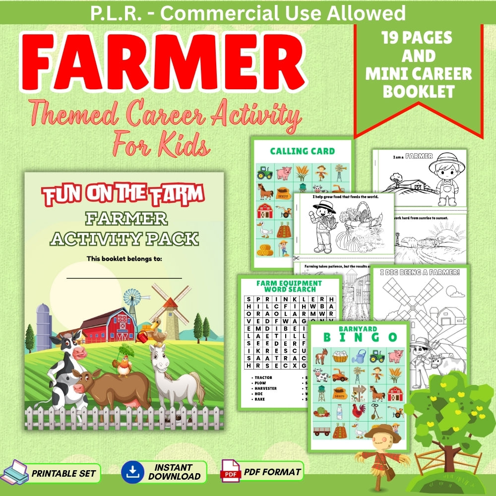 PLR Kids Farmer Themed Activity Pack