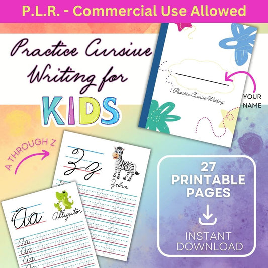PLR Practice Cursive Writing for Kids
