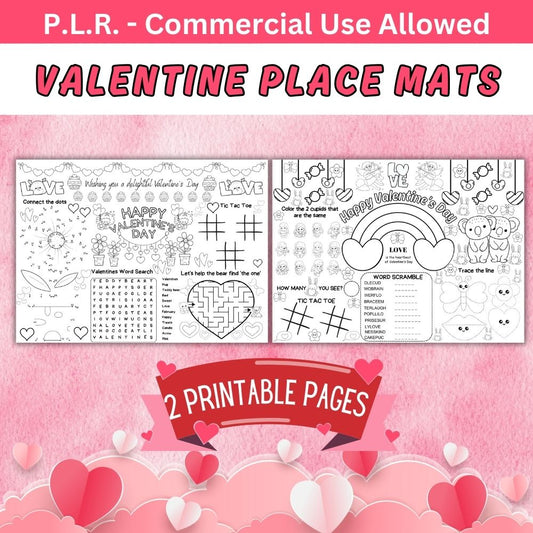 PLR Valentine Activity Placemats
