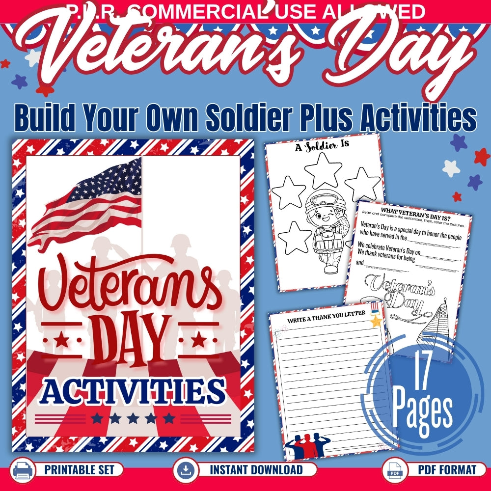 PLR Veteran's Day Build Your Own Soldier Plus Activities