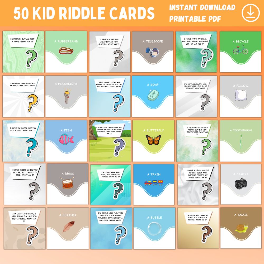 PLR 50 Kid Riddle Cards