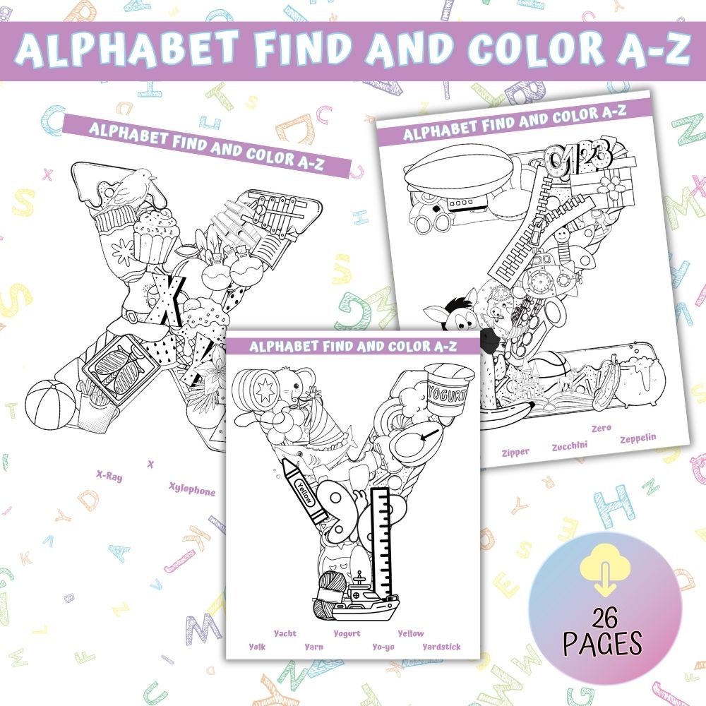 PLR Alphabet Find & Color A-Z