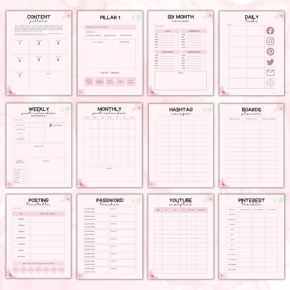 PLR Social Media Planner - Butterfly Theme